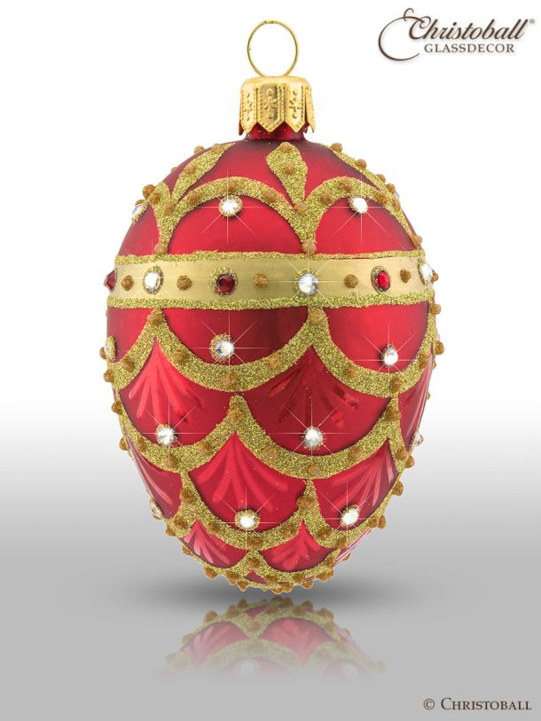 Weihnachtsform Ei à la Fabergé M "Anna" - Rot mit Swarovski Kristallen