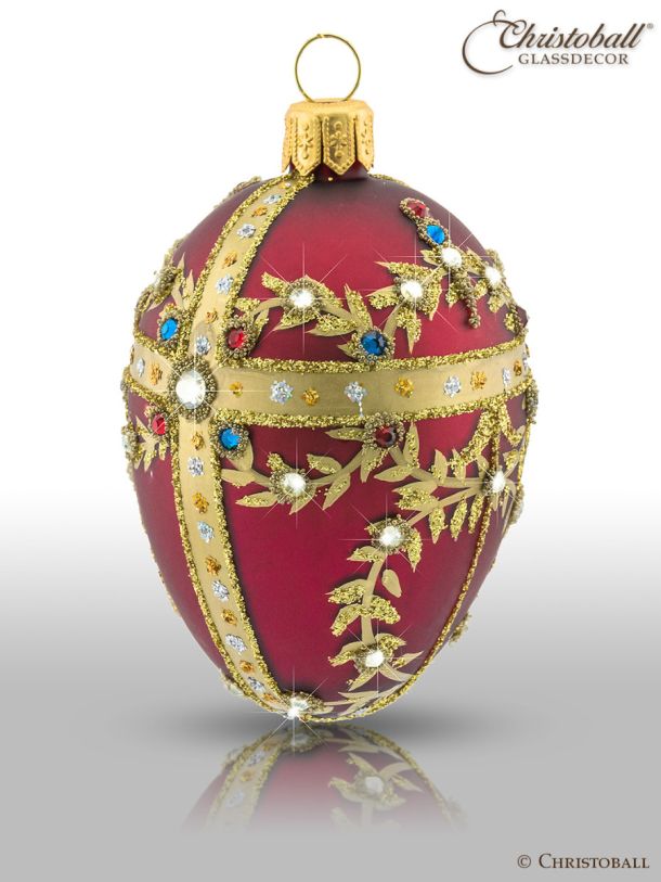 Weihnachtsform Ei à la Fabergé M "Katharina" - Bordeaux mit Swarovski Kristallen