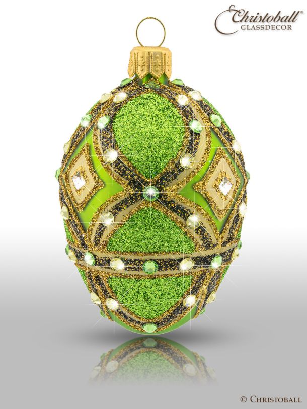 Weihnachtsform Ei à la Fabergé M "Romanov" - Mai-Grün mit Swarovski Kristallen