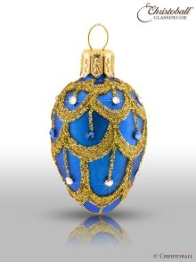 Christbaumkugel Kleines Ei à la Fabergé Royalblau