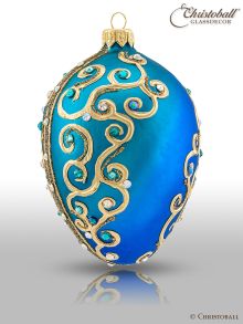 Weihnachtsform Ei à la Fabergé "Nikolai" - Türkis-Blau mit Swarovski Kristallen