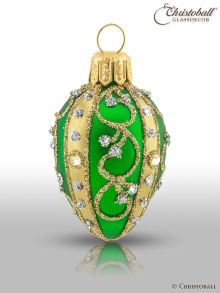 Christbaumkugel Kleines Ei à la Fabergé Smaragd