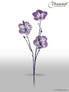 Dekoblume - Hibiskus Blüten-Zweig, irisierend Blau, ca. 74cm