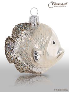 Weihnachtskugeln Fisch Silber-Weiss