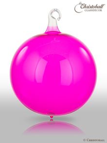 Glas-Kugel transparent mit Glashaken L - Pink 