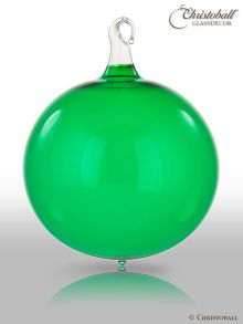 Glas-Kugel transparent mit Glashaken L - Smaragd-Grün