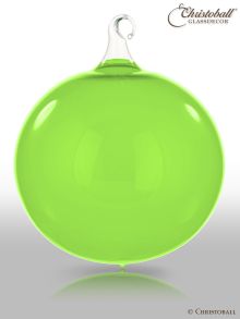 Glas-Kugel transparent mit Glashaken XL - Mai-Grün 