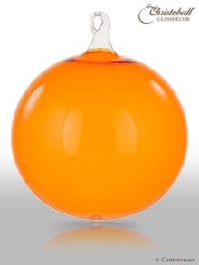 Glas-Kugel transparent mit Glashaken XL - Happy Orange 