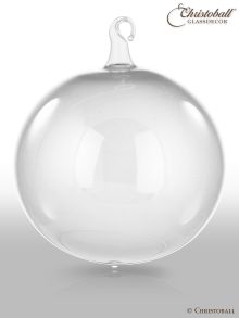 Glas-Kugel transparent mit Glashaken XL - Kristall-Klar
