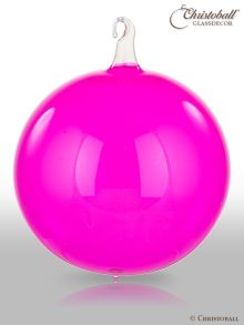 Glas-Kugel transparent mit Glashaken XL - Pink 