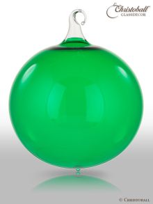 Glas-Kugel transparent mit Glashaken XL - Smaragd-Grün