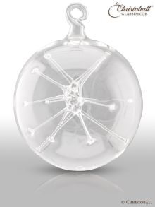 Glaskunst - Glaskugel mit Stern, Kristall-Klar