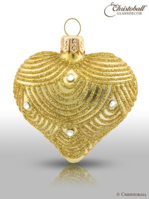Weihnachtskugel Herz À la Fabergé, Gold - Edition 2022 mit Preciosa Kristallen