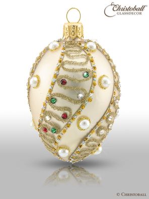 Weihnachtsform Ei à la Fabergé M "Fjodora" - Champagne mit Swarovski Kristallen
