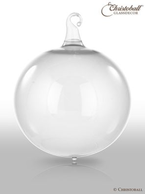 Glas-Kugel transparent mit Glashaken L - Kristall-Klar
