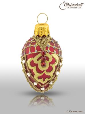 Christbaumkugel Ei a la Faberge Bordeaux-Gold
