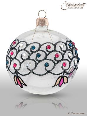 À la Tiffany - Weihnachtskugel "MISS JOSEPHINE" mit Swarovski-Kristallen