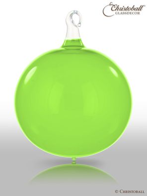 Glas-Kugel transparent mit Glashaken L - Mai-Grün 