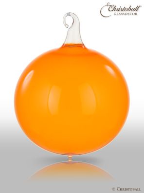 Glas-Kugel transparent mit Glashaken L - Happy Orange 