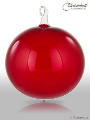 Glas-Kugel transparent mit Glashaken XL - Bordeaux-Rot 