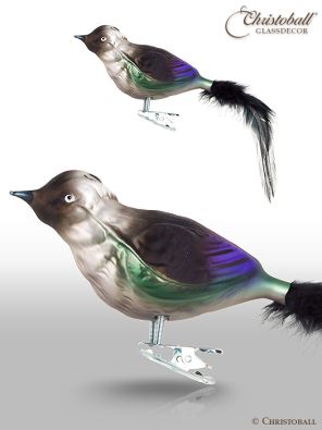 Dohle - Vogel mit Natur-Federn und Clip 
