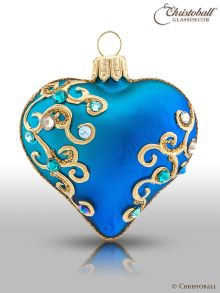 Weihnachtskugel Herz À la Fabergé, Blau - Edition 2019 mit Swarovski Kristallen