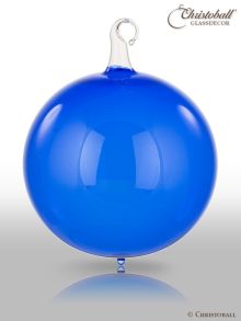 Glas-Kugel transparent mit Glashaken L - Royal-Blau 