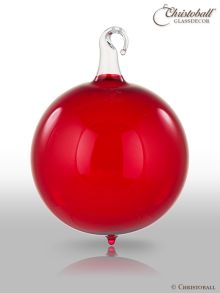Glas-Kugel transparent mit Glashaken M - Bordeaux-Rot