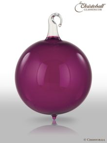 Glas-Kugel transparent mit Glashaken M - Pflaumen-Violet - 1 Stück