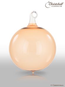 Glas-Kugel transparent mit Glashaken M - Flamingo-Apricot