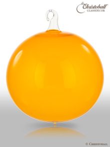 Glas-Kugel transparent mit Glashaken XL - Sunny Gold-Orange