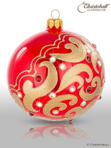 Weihnachtskugel aus Glas - Gold Ornamente auf Rot