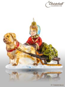 Exklusive Weihnachtsform - Viktorianische Kollektion - Junge mit Schitten und Hund
