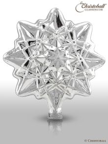 Christbaum-Spitze aus Glas - Silber Stern mit 128 Swarovski-Kristallen